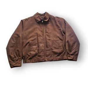 JOS A BANK Men's BROWN Suede FULL-ZIP Removable Liner BOMBER JACKET Sz S